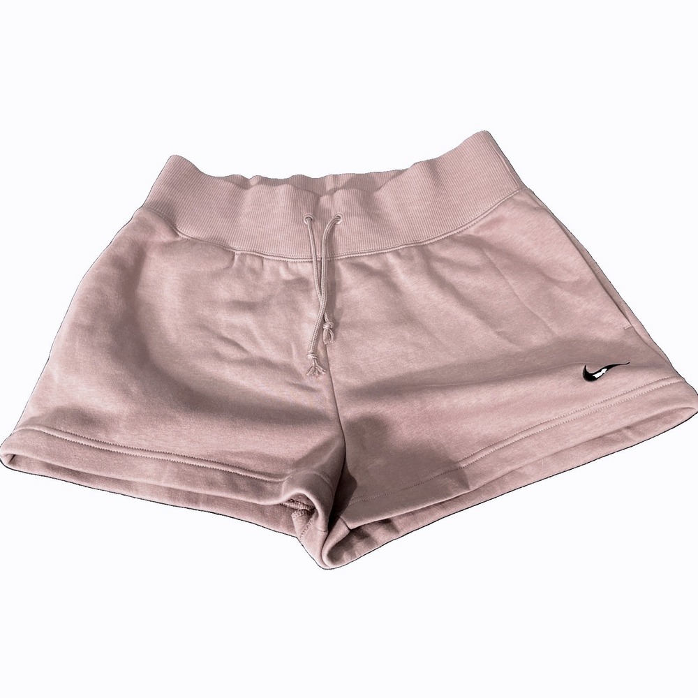 Nike Shorts Womens Medium Mauve Phoenix Fleece High Waisted‎ FD1409-208 Ribbed